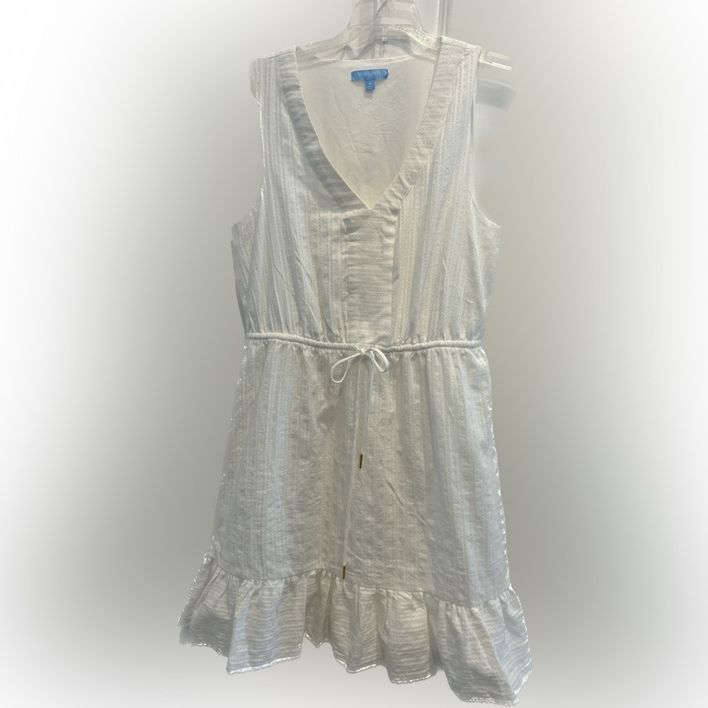 DRAPER JAMES RSVP White Sleeveless Tie Waist Dress